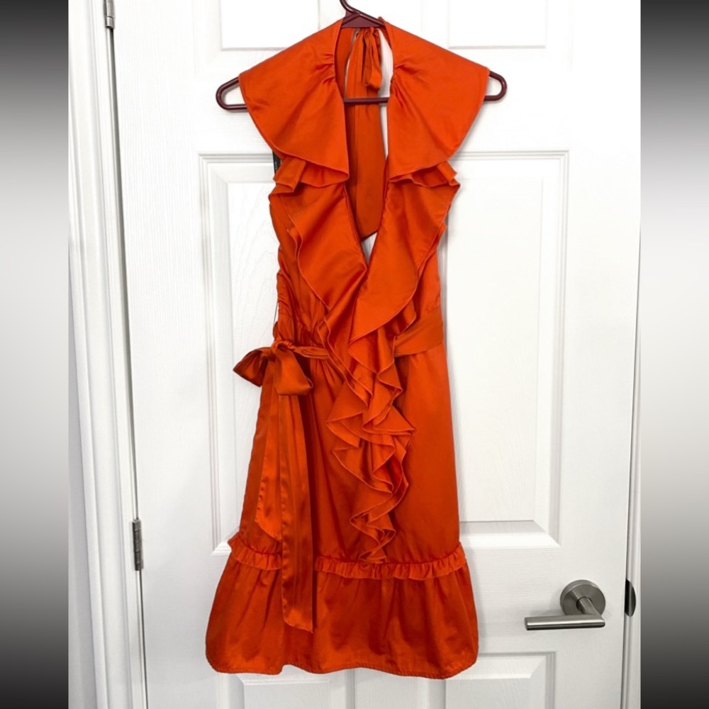 Red Backless Dress w/ Satin Bows & Ruffles